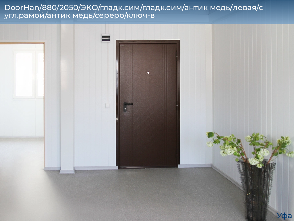 DoorHan/880/2050/ЭКО/гладк.сим/гладк.сим/антик медь/левая/с угл.рамой/антик медь/сереро/ключ-в, www.ufa.doorhan.ru